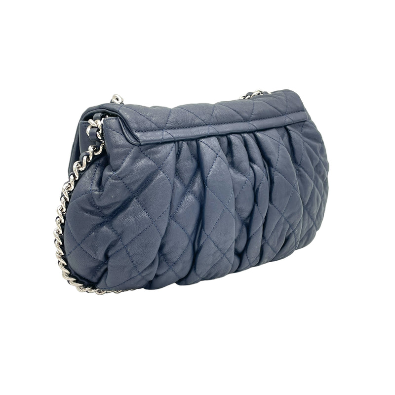 Chain Around Blue Crossbody Bag in Lambskin, Silver hardware