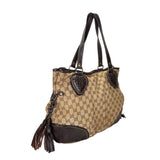 Tribeca Shoulder Bag  Brown in Canvas , Gold Hardware