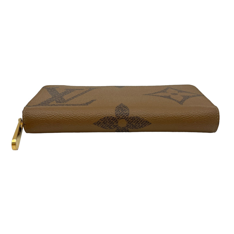 Zippy Long Brown Wallet in Monogram Coated Canvas, Gold hardware