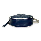 GG Marmont Round Navy Crossbody Bag in Calfskin, Silver hardware