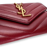 Cassandre Red Wallet in Lambskin, Gold hardware