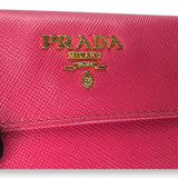 Flap Pink Wallet in Saffiano Leather, Gold hardware