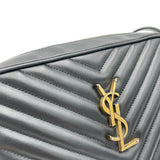 Lou Crossbody Bag Black in Calfskin, Gold hardware