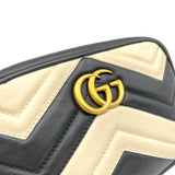 GG Marmont Mini White Crossbody Bag in Calfskin, Gold hardware