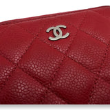 Classic Wallet Compact Red in Caviar Leather, Silver hardware