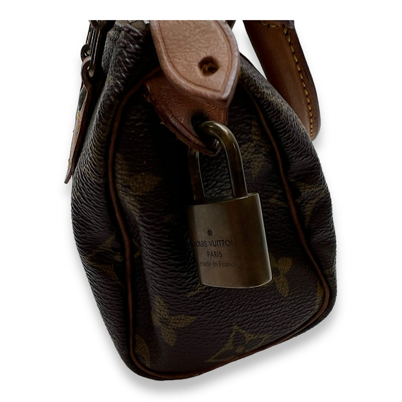 Speedy Top handle Bag Nano Brown in Monogram Coated Canvas , Gold Hardware