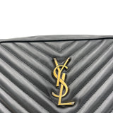 Lou Crossbody Bag Black in Calfskin, Gold hardware