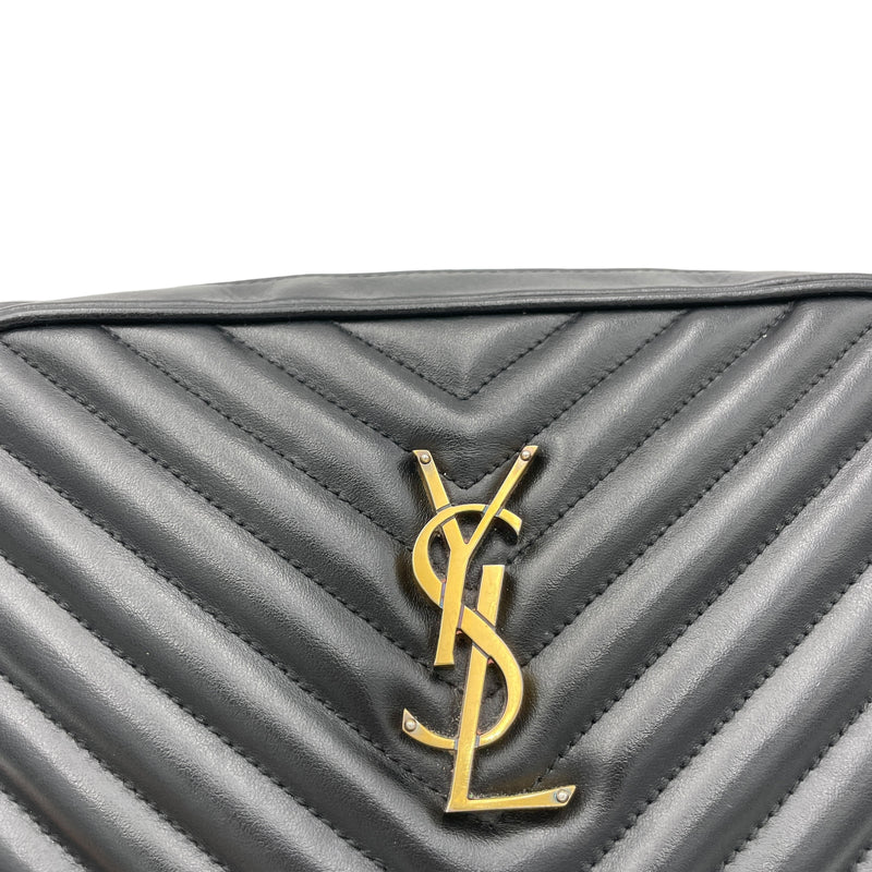 Lou Crossbody Bag Black in Calfskin, Gold hardware