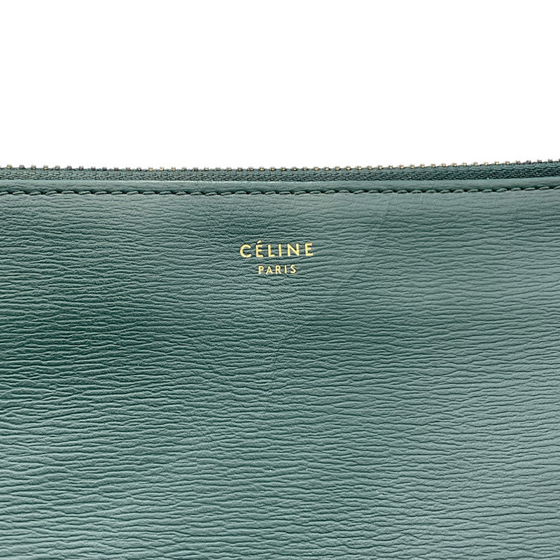 Trio Large Green Crossbody Bag in Calfskin, Gold hardware