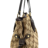 Tribeca Shoulder Bag  Brown in Canvas , Gold Hardware