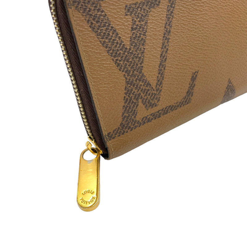 Zippy Long Brown Wallet in Monogram Coated Canvas, Gold hardware