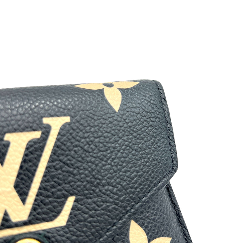 Victorine Compact Black Wallet in Monogram Empreinte Leather, Gold hardware