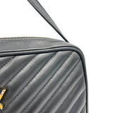 Lou Crossbody Bag Black in Calfskin, Gold hardware