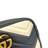 GG Marmont Mini White Crossbody Bag in Calfskin, Gold hardware