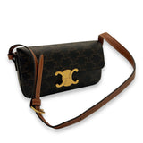 Claude Triomphe Brown Shoulder Bag in Coated Canvas, Gold hardware