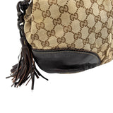 Tribeca Shoulder Bag  Brown in Canvas , Gold Hardware