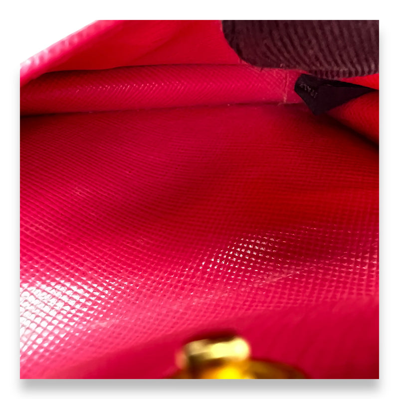 Flap Pink Wallet in Saffiano Leather, Gold hardware