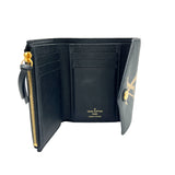 Victorine Compact Black Wallet in Monogram Empreinte Leather, Gold hardware