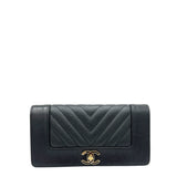 Mademoiselle Black Wallet in Caviar Leather, Gold hardware