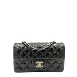 Classic Flap Gradient Black Crossbody Bag in Patent Leather, Silver hardware