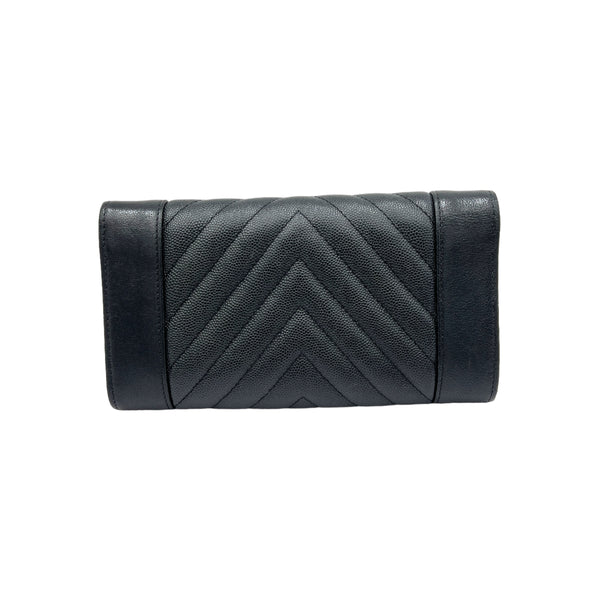 Mademoiselle Black Wallet in Caviar Leather, Gold hardware