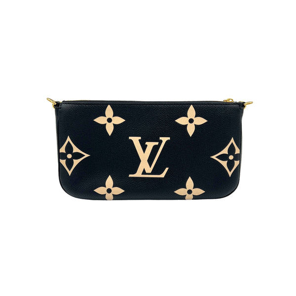 Multi-Pochette Accessoires Black Crossbody Bag in Empreinte Leather, Gold hardware