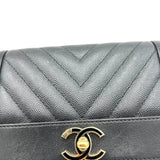 Mademoiselle Black Wallet in Caviar Leather, Gold hardware