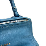 Pandora Mini Blue Crossbody Bag in Calfskin, Silver hardware