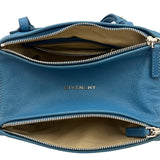 Pandora Mini Blue Crossbody Bag in Calfskin, Silver hardware