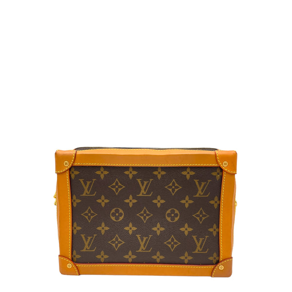 Soft Trunk Crossbody Bag Brown in Monogram Coated Canvas, Gold hardware