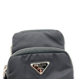 Phone Black Crossbody Bag in Re-Nylon, Silver hardware