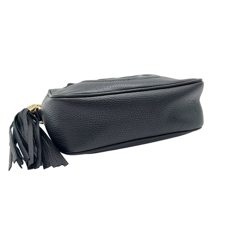 Soho  Black Crossbody Bag in Calfskin, Gold hardware