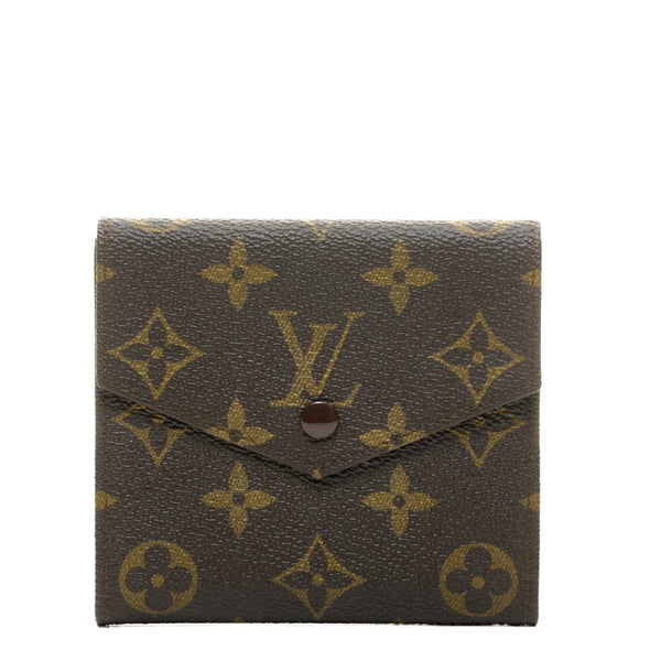 Elise Brown Wallet in Monogram Coated Canvas, Gold hardware