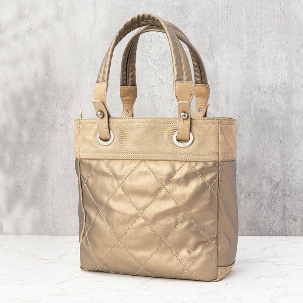 Paris-Biarritz PM Tote Bag in Coated Canvas, Silver Hardware