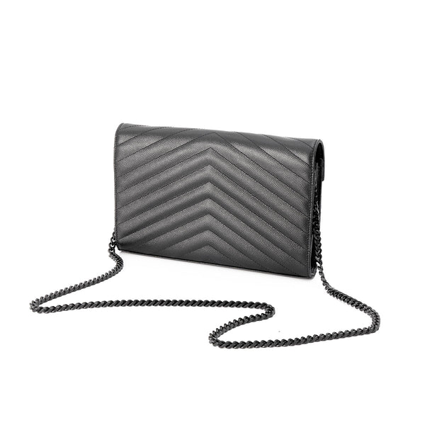 Cassandre Wallet on Chain in Calfskin, Lacquered Metal Hardware