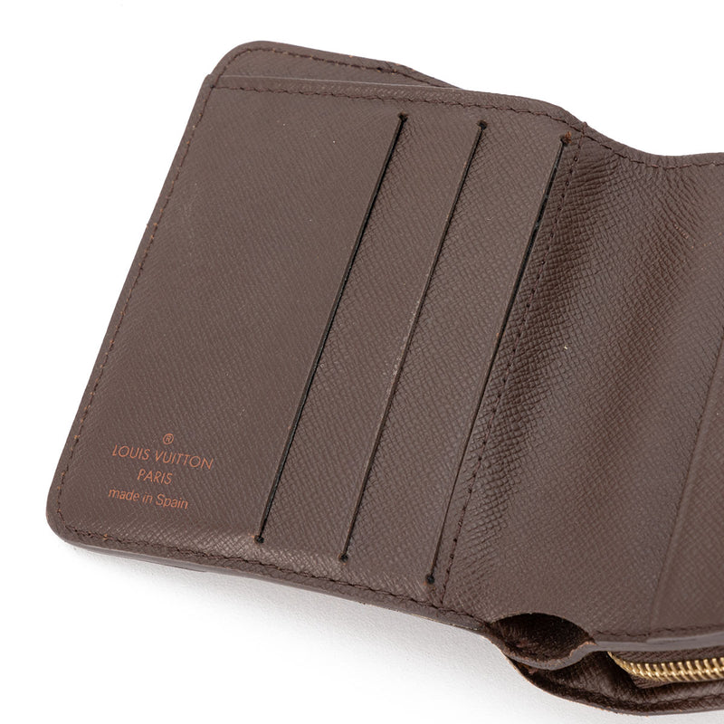 Mixed Compact Wallet in Coated Canvas, Gold Hardware