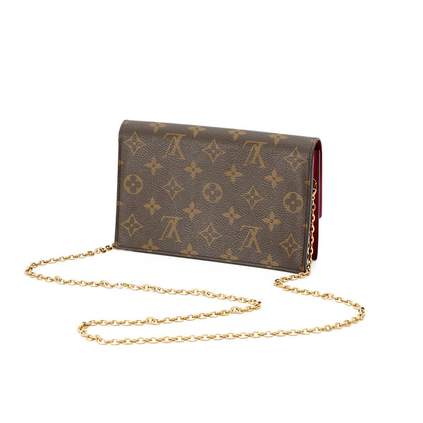 Flore Wallet on Chain in Coated Canvas, Gold Hardware