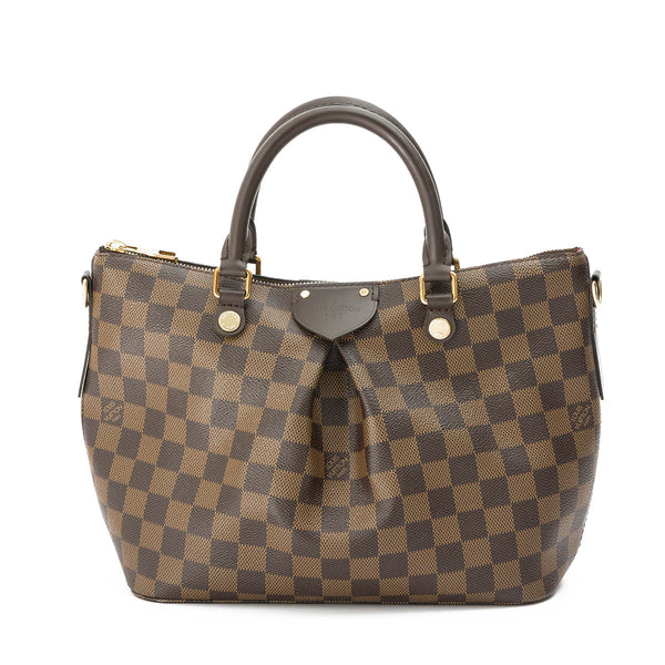Sienna Damier  PM Top Handle Bag in Coated Canvas, Gold Hardware