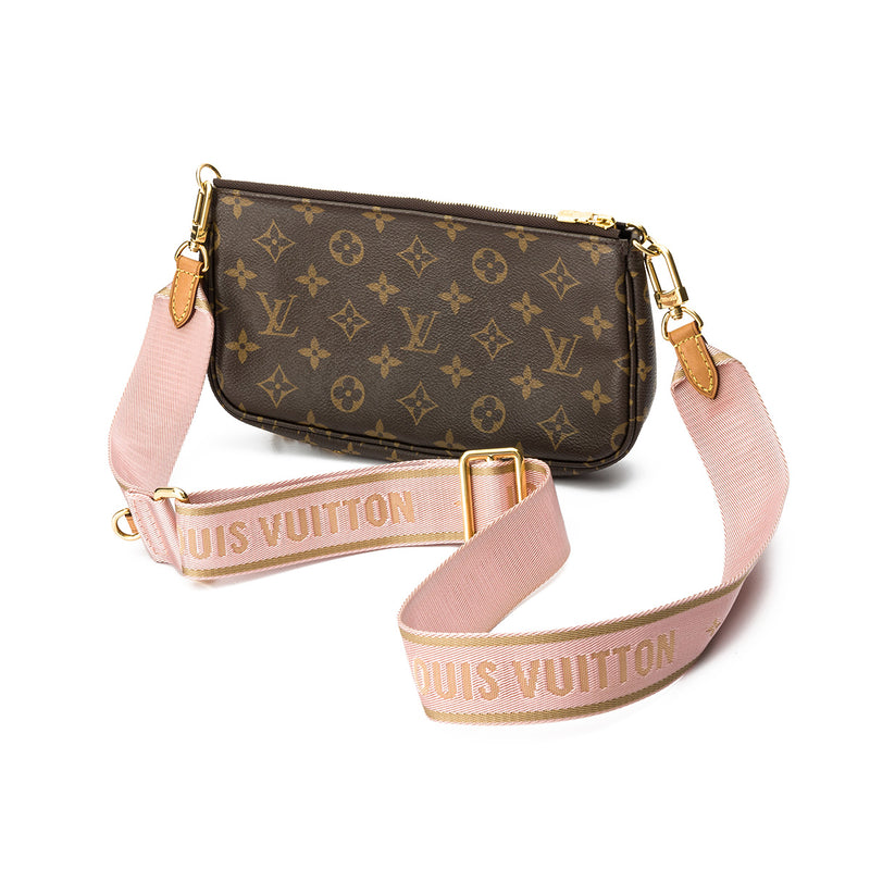Louis Vuitton Monogram Pink Strap Multi Pochette Crossbody Bag