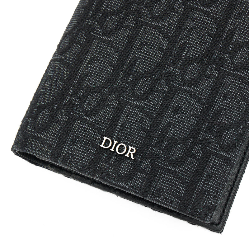 Vertical Wallet Black Dior Oblique Jacquard