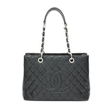 GST Grand Shopping Tote bag in Caviar Leather, Silver Hardware
