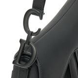 Saddle Mini Shoulder bag in Leather,  Black Lacquered Metal Hardware