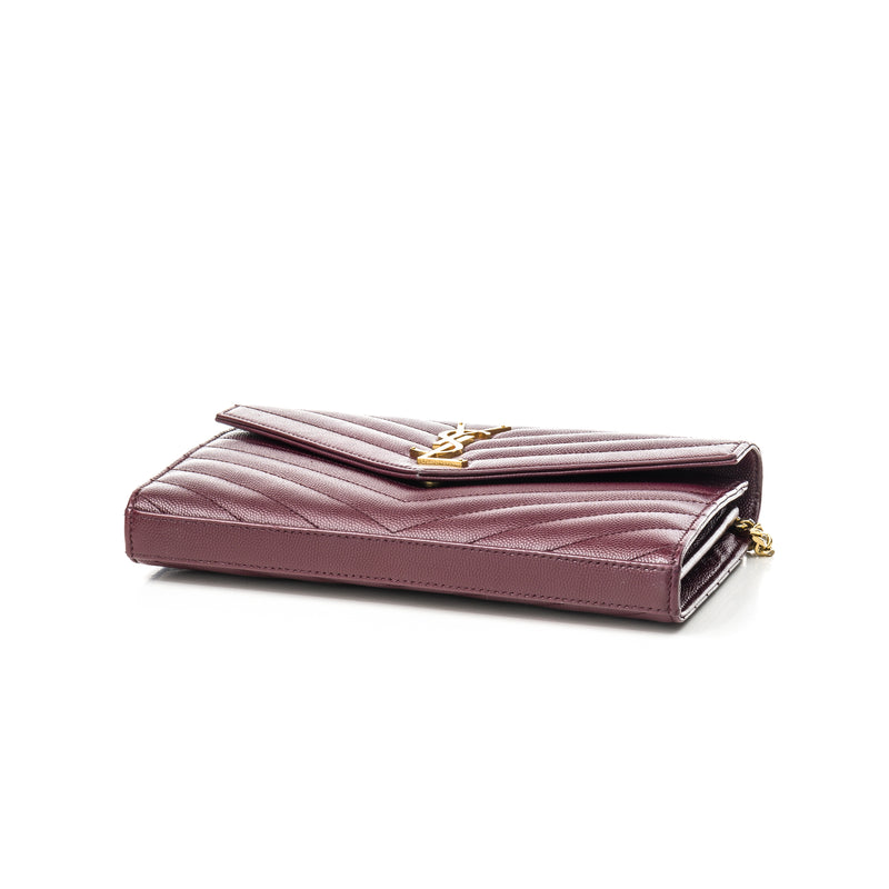 Cassandre Wallet on chain in Caviar leather, Gold Hardware