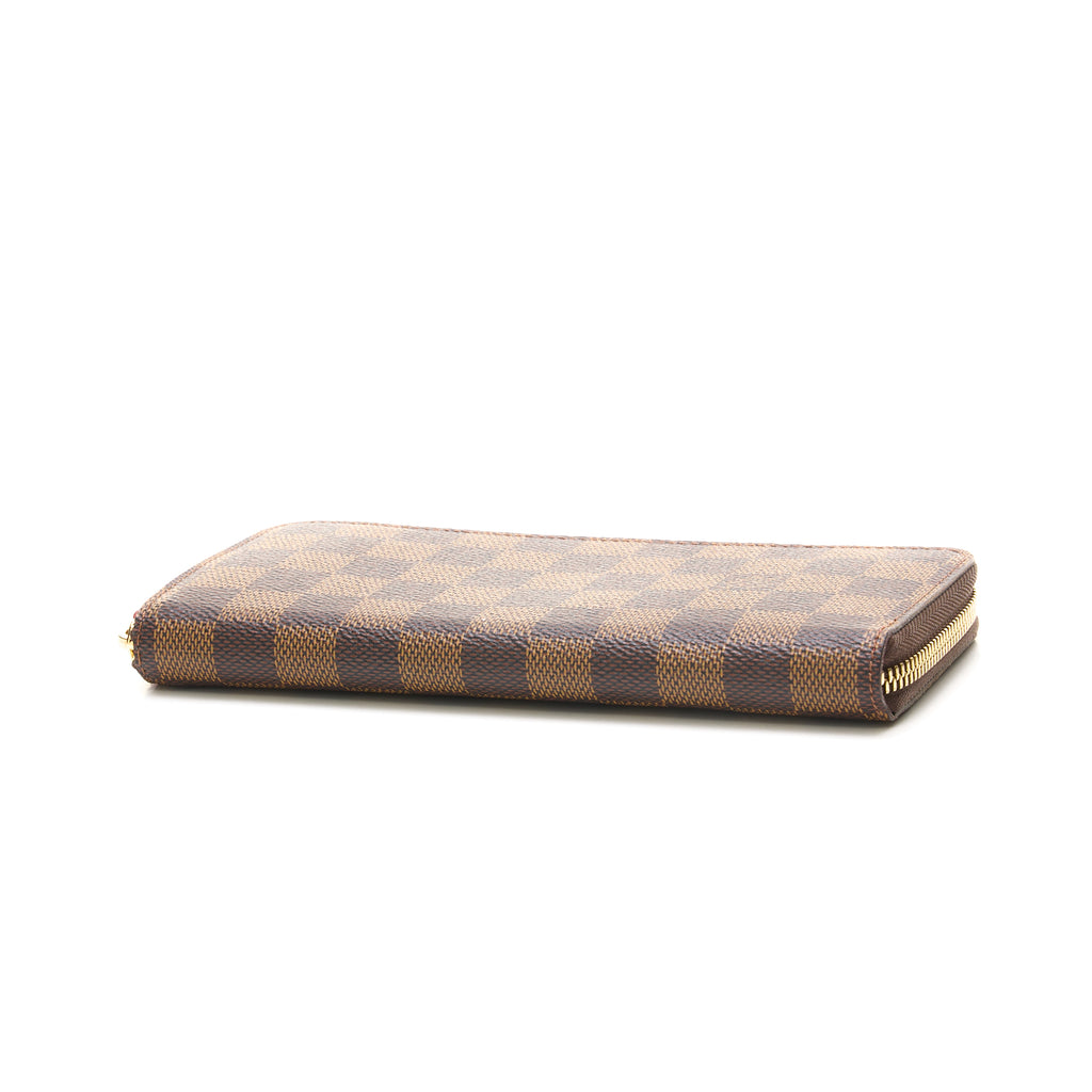 Clemence Damier Zippy Wallet in Coated canvas, Gold Hardware