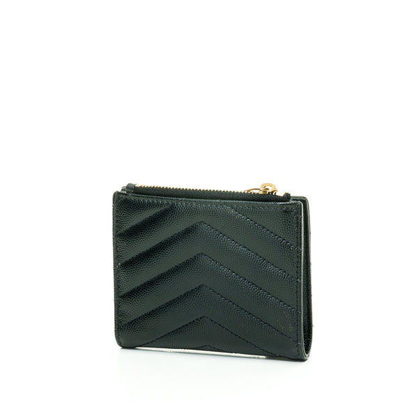 Cassandre Compact Bi-Fold Wallet in Caviar leather, Gold Hardware
