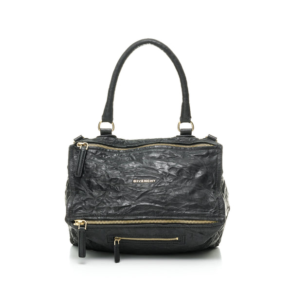 Pandora Medium Top handle bag in Distressed Leather, Gold Hardware