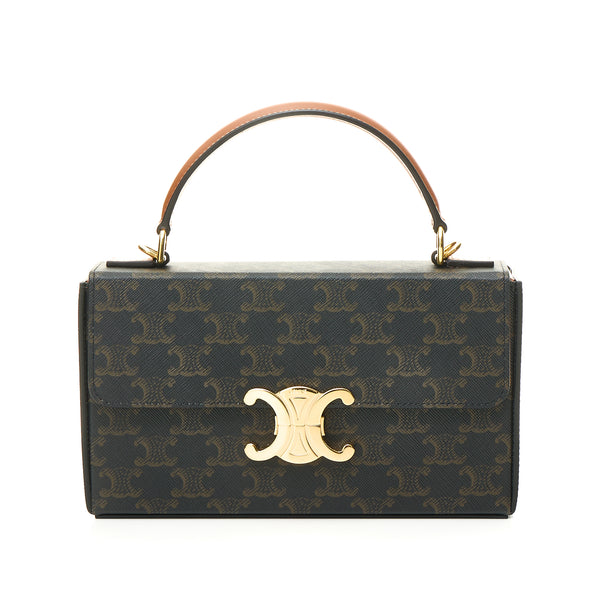 Celine Triomphe Small Top handle bag in Coated Canvas, Gold Hardware