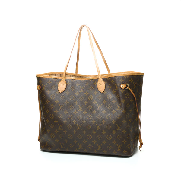 Neverfull GM Tote bag in Monogram Coated Canvas, Light Gold Hardware