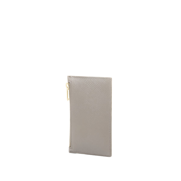 Zip Card holder in Calfskin, Gold Hardware