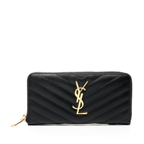 Cassandre Long Wallet in Caviar leather, Gold Hardware